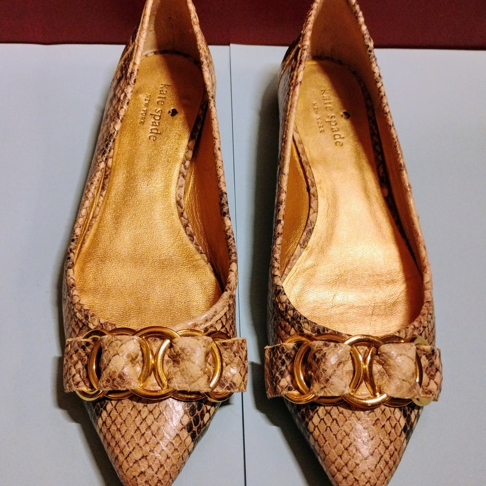 Kate Spade Brown Snakeskin Flats